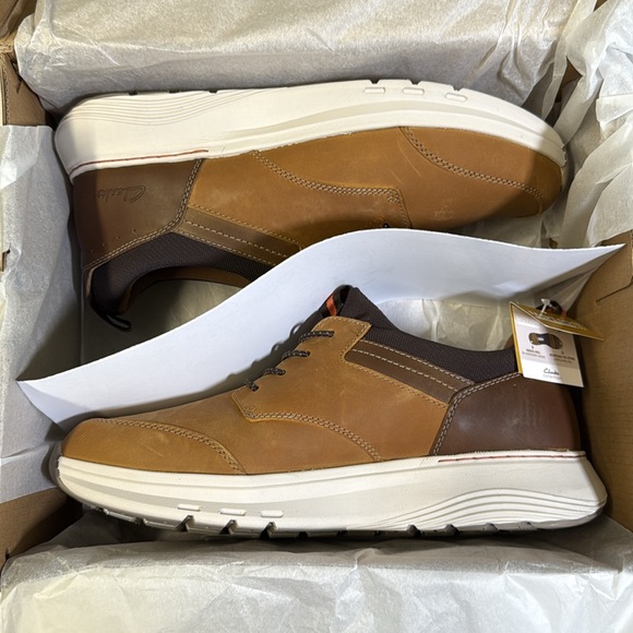 Clarks Collection Men's Motion Trek EZ Dark Tan Leather Shoes- 11W - Picture 4 of 7